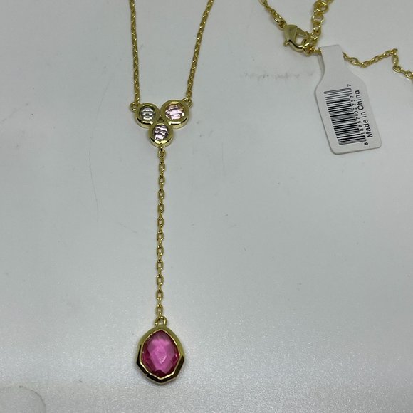 Real Simple Style Talia Necklace Bracelet & Earrings Gold w/Pink & Clear 3 items - Picture 9 of 12